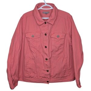 Jessica London 18W Plus Size Coral Button Cotton Denim Jacket Women